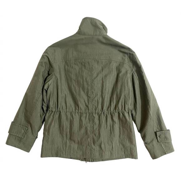 NEW VINCE women's flap pockets drawstring anorak jacket in green - Picture 3 of 3